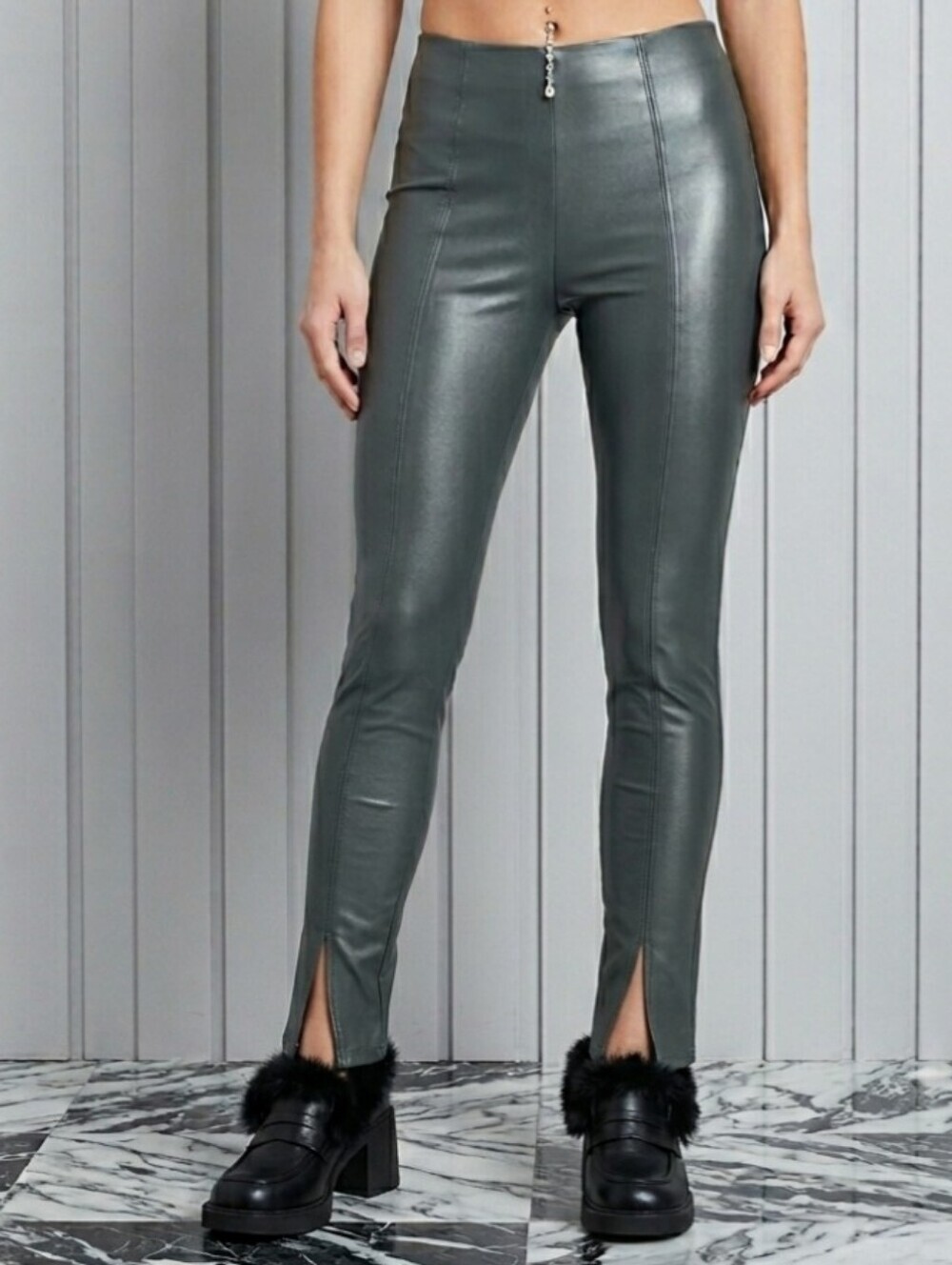 Steve Madden Vegan Leather Anastasia Leggings Size Large High Waisted